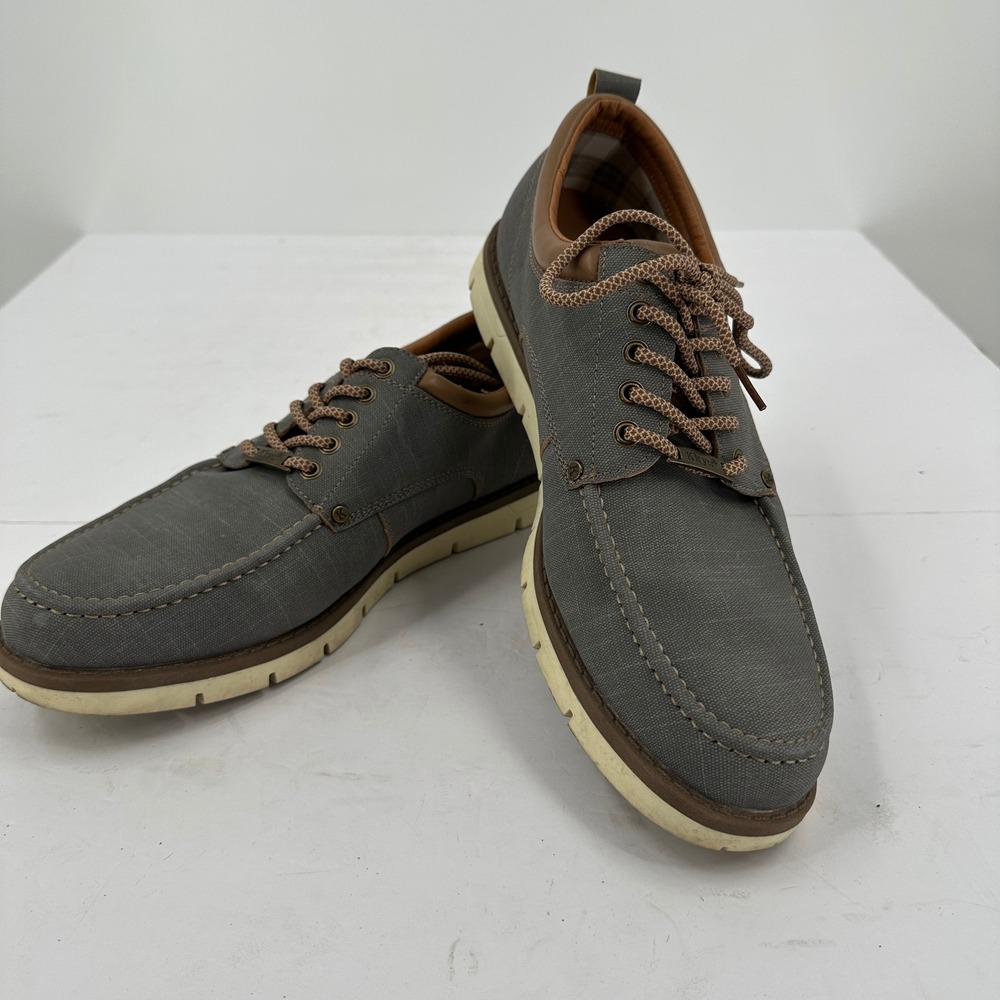 Kkyc Mens Gray Canvas Lace Up Boat Shoes Size 13 Preppy Old Money
